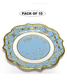 Shopping Time Happy Birthday Blue Paper Plate Pack of 10 - Blue