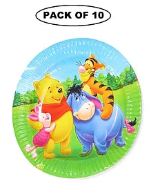 Shopping Time Winne The Pooh Paper Plate Pack of 10- Multicolour