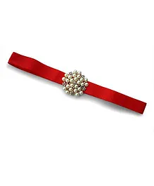 Little Miss Cuttie Elegant Diamond & Pearl Headband - Red