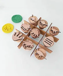 KIDDO KORNER Dino Theme Play Dough Wooden Stamp Art Set of 9 For Kids - Assorted Color