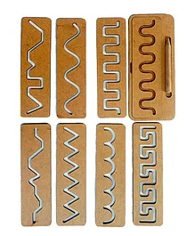 Wissen Wooden Pattern Tracing Board- Set of 8 - Brown
