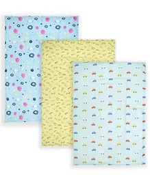 Tidy Sleep Nappy Changing Mat Bed Protector with Foam for New Born Baby Car Print Pack of 3 - Multicolour