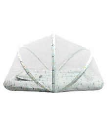 TIDY SLEEP Baby Bed, Mosquito Net & Neck Pillow, Baby Gadda Set for New Born Printed Baby Gadda, Baby Sleeping Bed Mouse - White