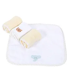 Owen Hooded Towel And Wash Cloths Pack Of 5 - White And Yellow 