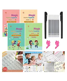 Magic Practice Copybook Number Tracing Book for Preschoolers with Pen Magic Calligraphy Copybook Set Practical Reusable Writing Tool Simple Hand Lettering - English