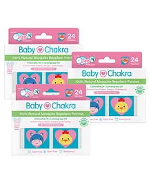 BabyChakra 100% Natural Mosquito Repellent Patches For Babies with 24 Hours Protection Pack Of 3 - 24 Patches Each