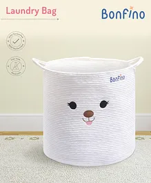 Bonfino Adorable Puppy Braided Laundry Bag  -White