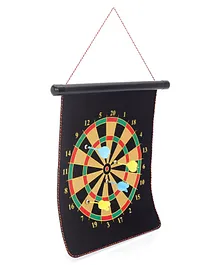 IToys Magnetic Double Sided Roll Up Dart Board Game with 4 Darts - Multicolor