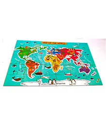 Fingo Brain Wooden Jumbo Jigsaw Map of The World Multi color - 30 Pieces