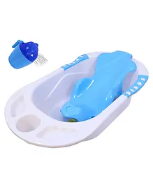 Toyshine 3 in 1 Non Slip Jumbo Baby Bath Tub Mini Seat Bather and Magic Mug Combo - Blue
