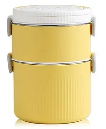 Spanker 1500 ML Dual Compartment Stainless Steel SUS 304 Tiffin Lunch Box for Kids Leak Proof Lunch Box Food Safe Materials Removable Steel Containers - Yellow