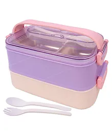 Spanker Classy Case Double Decker Lunch Box Thermal Stainless Steel Insulation Box Tableware Set Portable Tiffin Box for Kid Adult Student Children Keep Food - 1400 ml - Purple
