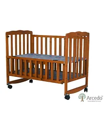 Arcedo  Crest Wooden Baby Cot Honey - Brown