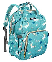 PACKNBUY Diaper Bag Backpack Unicorn Print Baby Travel and Storage Bag - Green