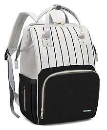 PACKNBUY Diaper Bag Backpack Stylish Stripe Pattern  Black Grey