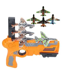 FunBlast Airplane Launcher Gun Toy with 4 Foam Aircraft  Orange