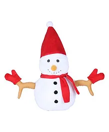 Ultra Christmas Snowman Soft Plush Stuffed Toy White Red - Height 33 cm