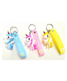 Crackles Unicorn Metal & Silicone Attractive Unicorn Keychain Pack of 10 (Color May Vary)