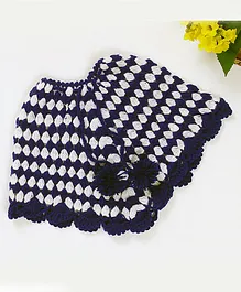 USHA ENTERPRISES Three Fourth Sleeves Crochet Design Detailed Maternity Poncho - Navy Blue