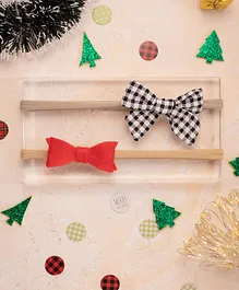 Knotty Ribbons Set Of 2 Checkered Sailor Bow And Felt Bow Headbands - Red