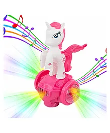 Elecart Unicorn Dancing with 5D Lights and Sound Toy for Toddlers 360 Degree Rotating Musical Dancing Toys - Pink