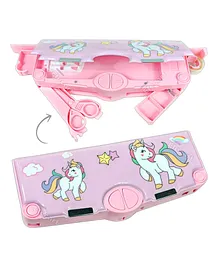 Elecart Unicorn Multi-Functional Pop out Pencil Case with Push Button Stationery Organizer Pencil Box - Pink