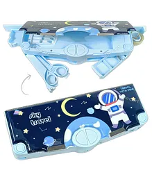 Elecart Space Astronaut Multi-Functional Pop out Pencil Case with Push Button Stationery Organizer Pencil Box  - Blue