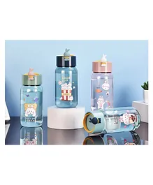 YAMAMA Cute Bunny Printed Water Bottle, Anti-Leak Spill-Proof Bottle, BPA-Free for Kids & Adults 470 ML  Color May Vary