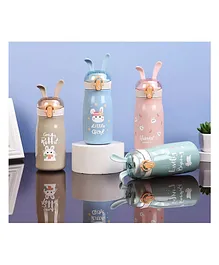 YAMAMA Cute Rabbit Print Stainless Steel 304 Water Bottle, Double Wall Vacuum Insulated Flask Bottle Anti Leak Spill Proof Bottle BPA-Free for Kids 300 ML - Color May Vary