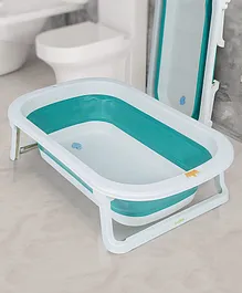 Baybee Temperature Display & Non Slip Base Folding Bath Tub with Drainer - Green