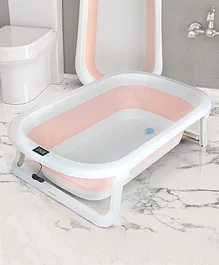 Baybee Temperature Display & Non Slip Base Folding Bath Tub with Drainer - Pink