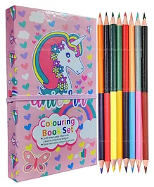 FunBlast Unicorn Theme Colouring Book with 8 Double Side Pencils Colour - 60 Pages
