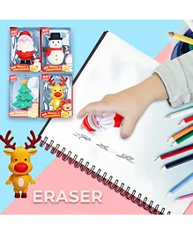 FunBlast Merry Christmas Theme Erasers Pack Of 4 Pieces - Multicolor