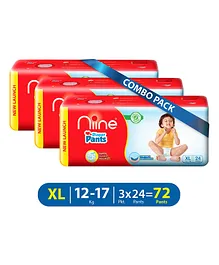 NIINE Baby Diaper Pants Extra Large Pack Of 3 - 24 Pants Each