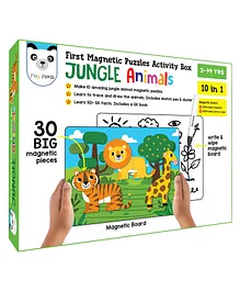 Play Panda Jungle Animals Theme 30 Magnetic Puzzles with Sketch Pen & Duster - 34 Pieces