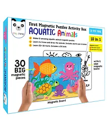 Play Panda Magnetic Puzzles Aquatic Animals With 30 Big Magnetic Pieces Write & Wipe Magnetic Board Puzzle Guide Sketch Pen & Duster Multicolour- 34 Pieces