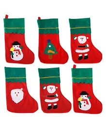 Fiddlerz Christmas Theme Stockings Pack of 6 - Red & White