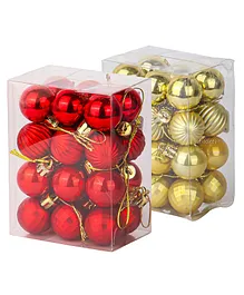 Fiddlerz Christmas Decoration and Dress Hanging Balls Pack Of 2 - 24 Pieces Each