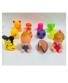 Korbox Squeezy Baby Small  Animal Bath Toys Pack of 12 - Multicolour (Color May Vary)