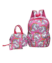 Happile School Bag 3 Pieces Combo Set Pink - Height 16.5 Inches