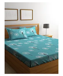 Hosta Homes HHGC15 300 TC King Size Printed Flat Bed Sheet With 2 Pillow Covers - Multicolor
