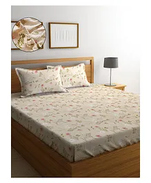 Hosta Homes HH.FTD.GC9 300 TC King Size Printed Fitted Bed Sheet With 2 Pillow Covers - Multicolor
