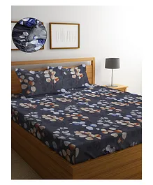 Hosta Homes 300 Tc Queen Size Printed Fitted Bed Sheet With 2 Pillow Covers -  Multicolor