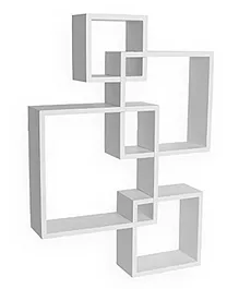 USHA SHRIRAM Set of 4 Intersecting Wall Mounted Shelf - White