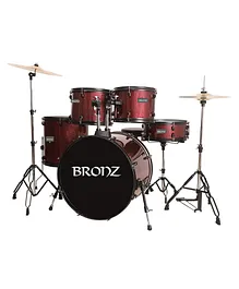 BRONZ Drum Set with Cymbals Nickel hardware Stand with Drumsticks - 5 pcs