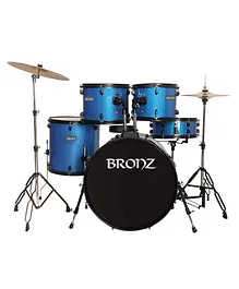 BRONZ Drum Set With Cymbals Nickel Hardware Stand With Drumsticks - 5 PCS