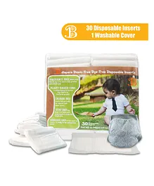 Bdiapers Washable & Reusable Hybrid Cloth Diaper Cover With 30 Disposable Insert  Nappy Pads Bonnie Small