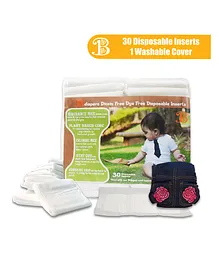 Bdiapers Washable & Reusable Hybrid Cloth Diaper Cover With 30 Disposable Insert  Nappy Pads Lovebug Small