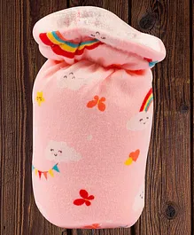 Mittenbooty Baby Bottle Cover Small Rainbow Print - Peach