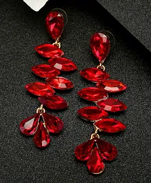 YouBella Contemporary Drop Earrings Red - 31 g